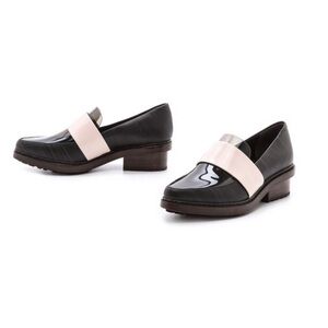 3.1 Phillip Lim: Women’s Two-Tone Black/Pink Beige Darwin Loafers Size 38.5 EU